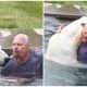 Man Swims with His White Bear Friend of Over Two Decades