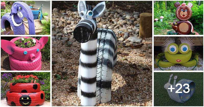 30 Cute Animal-Shaped Garden Decorations Inspired Reusing Old Tires