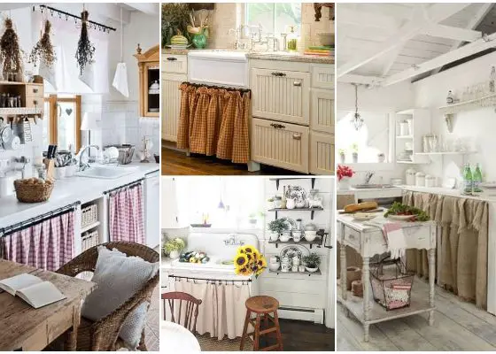 16 Handmade Kitchen Cabinet Curtain Ideas