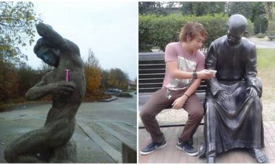 30 Hilarious Photos of People Taking Funny Pictures with Statues